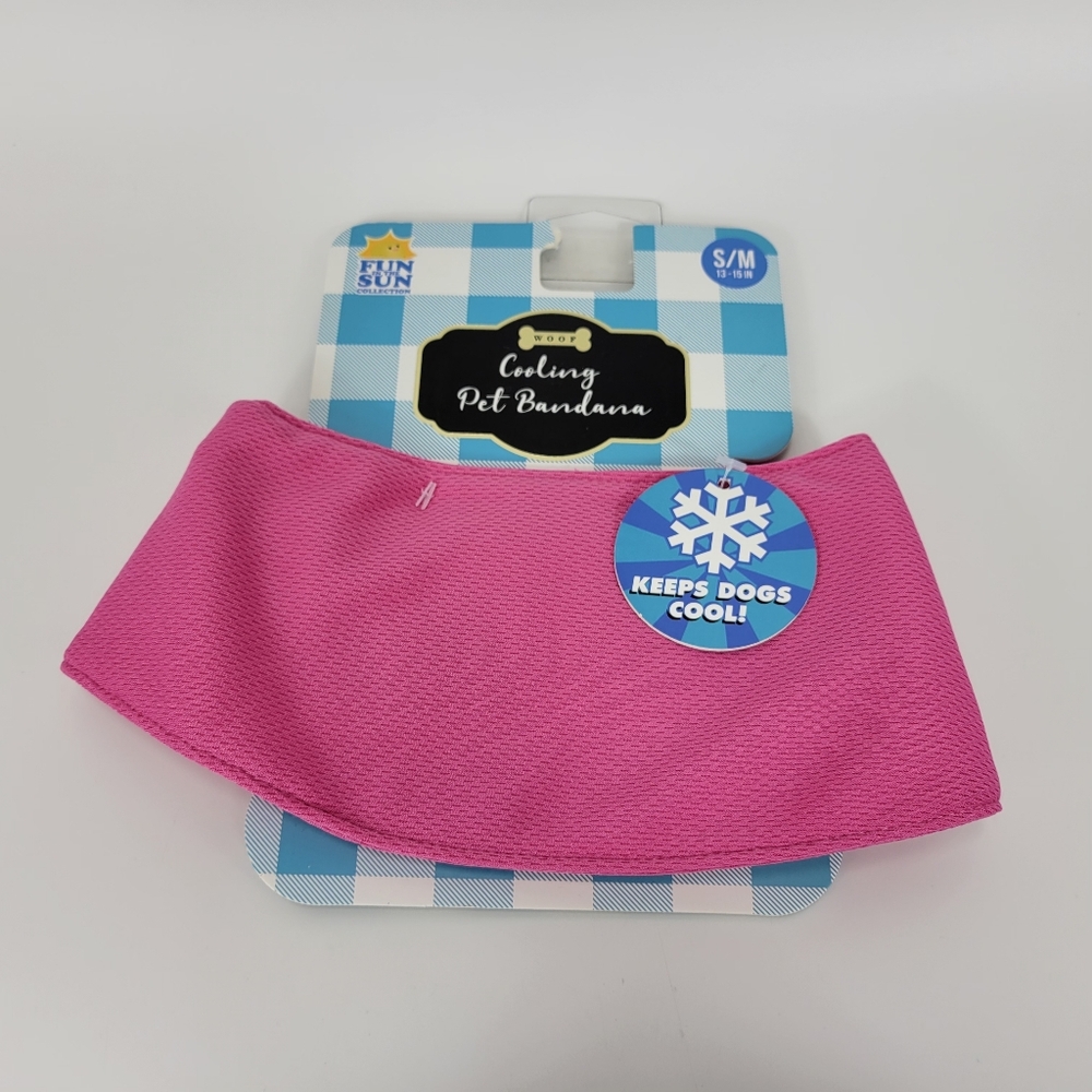 Woof Brand Pet Dog Cooling Neck Bandana Cool Relief Size Small Medium S/M Pink